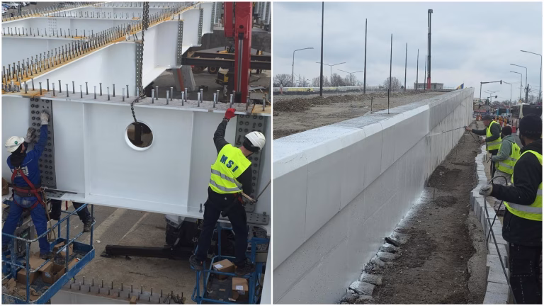 Progrese semnificative pe șantierul Pasajului Apărătorii Patriei: Tablierul metalic a fost montat, iar lucrările continuă cu sistemul de iluminat