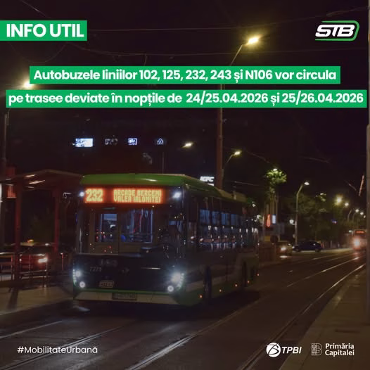 Atenție, nopți cu devieri pe Berceni: 5 linii de autobuz schimbă traseul - Bucuresti