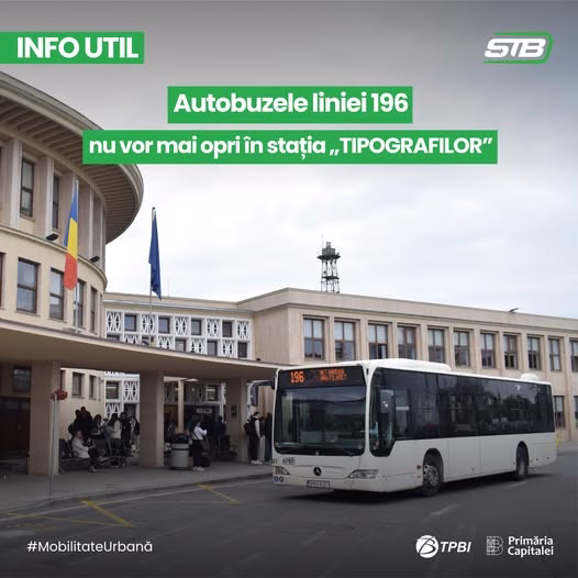 Linia 196 sare peste stația Tipografilor de mâine - Bucuresti