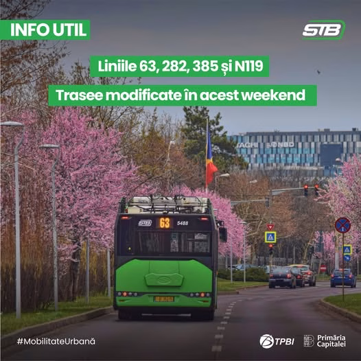Weekend cu autobuze deviate: Floriile schimbă traseele STB