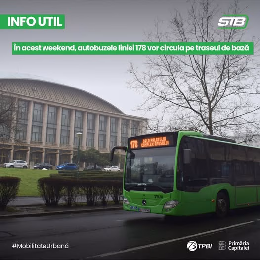 Linia 178 revine pe traseu normal în weekend - Bucuresti