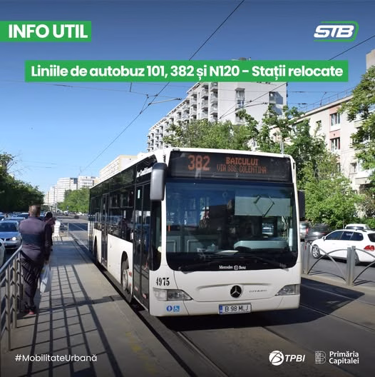 Stații mutate pe Pantelimon: unde opresc 101, 382 și N120
