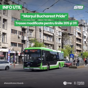 Bucharest Pride sâmbătă: două linii de autobuz deviază
