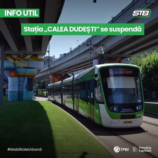 Stația Calea Dudești se suspendă — atenție călători STB