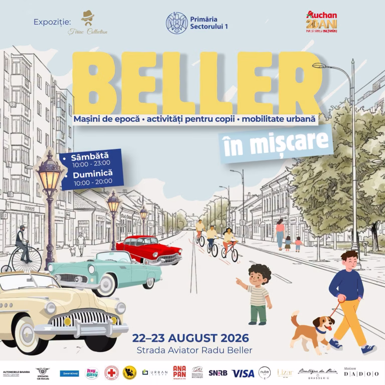 Beller se închide mașinilor pentru un weekend și se umple de automobile de colecție, biciclete și copii