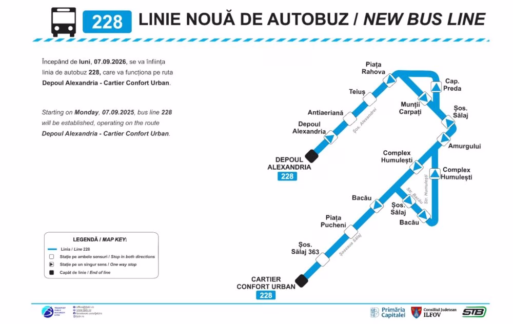 Sectorul 5 are linie nouă de autobuz: 228 leagă Alexandria de Confort Urban - Bucuresti