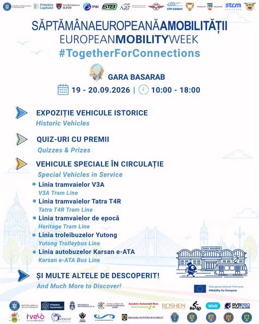 Tramvaie de epocă și autobuze electrice, la Gara Basarab - Bucuresti