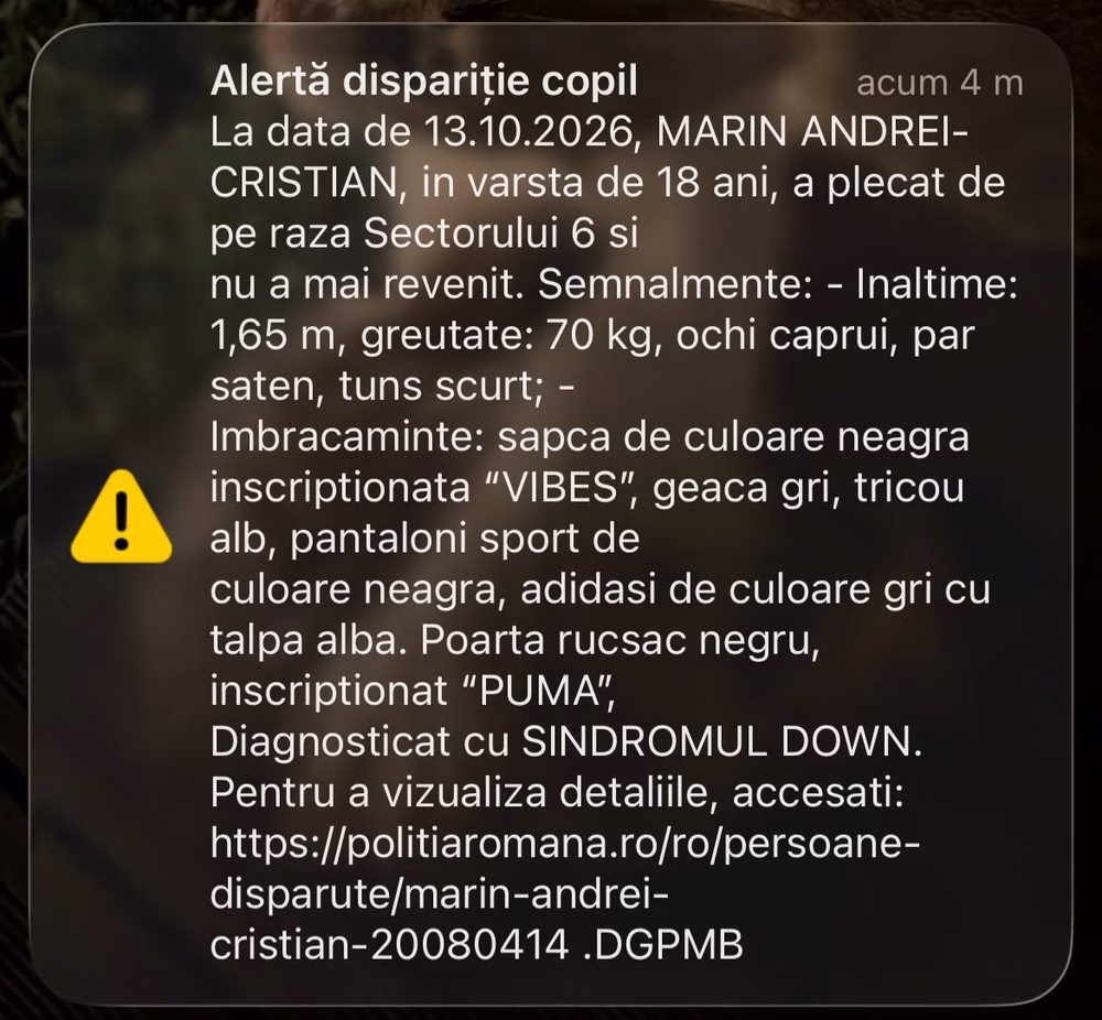 Tânărul dispărut în Sectorul 6 a fost găsit cu bine - Bucuresti
